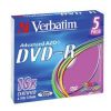 DVD-R Verbatim  4.7ГБ, 16x, 5шт., Slim Case, Color, (43557), записываемый DVD диск