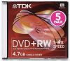 DVD+RW TDK        4.7ГБ, 4x, 5шт., Slim Case, (DVD+RW47SCNEB5), перезаписываемый DVD диск